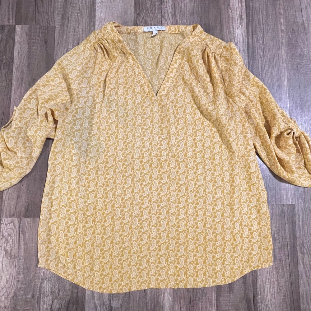 Chaus Mustard Patterned Blouse